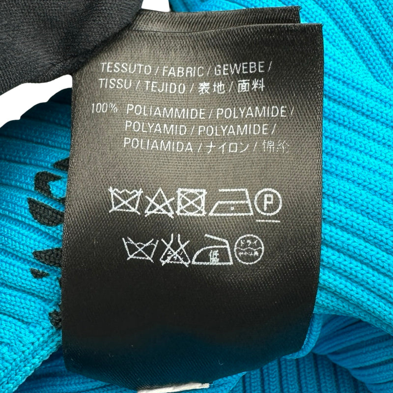 バレンシアガ BALENCIAGA ロゴ総柄リブニットワンピース 555322 ブルー