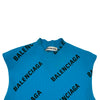 バレンシアガ BALENCIAGA ロゴ総柄リブニットワンピース 555322 ブルー ナイロン レディース ワンピース