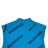 バレンシアガ BALENCIAGA ロゴ総柄リブニットワンピース 555322 ブルー ナイロン レディース ワンピース