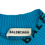 バレンシアガ BALENCIAGA ロゴ総柄リブニットワンピース 555322 ブルー ナイロン レディース ワンピース