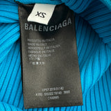 バレンシアガ BALENCIAGA ロゴ総柄リブニットワンピース 555322 ブルー ナイロン レディース ワンピース