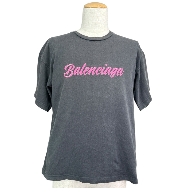 専用バレンシアガ Tシャツ カットソー 半袖 ロゴ balenciaga バレンシアガ BALENCIAGA ロゴプリントTシャツ 583212 ブラック