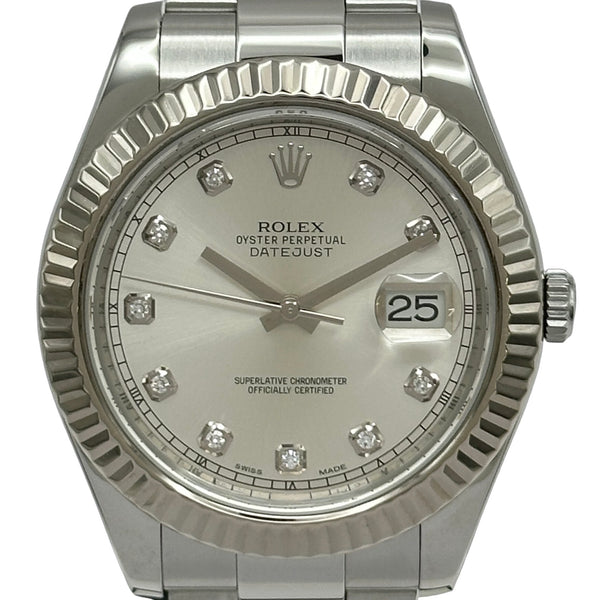 中古 ロレックス ROLEX 116334 ランダムシリアル シルバー メンズ 腕時計 ロレックス ROLEX デイトジャスト2 116334G シルバー ホワイトゴールド