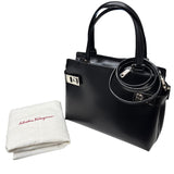 サルヴァトーレ・フェラガモ Salvatore Ferragamo ダブルガンチーニ2wayバッグ 210167 ブラック レザー レディース ハンドバッグ