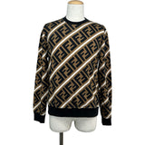 フェンディ FENDI FF総柄スウェットシャツ FY0944 ブラウン コットン メンズ スウェット