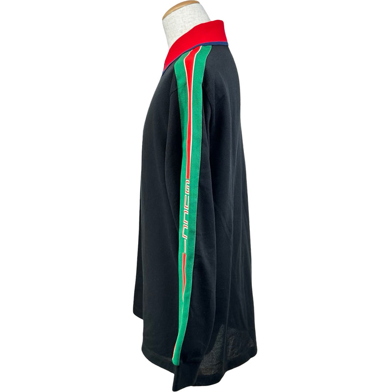 GUCCI ブラック 長袖 ポロシャツ グッチ GUCCI サイドライン長袖ポロシャツ 545784 ブラック コットン