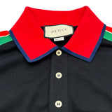 グッチ GUCCI サイドライン長袖ポロシャツ 545784 ブラック コットン メンズ ポロシャツ