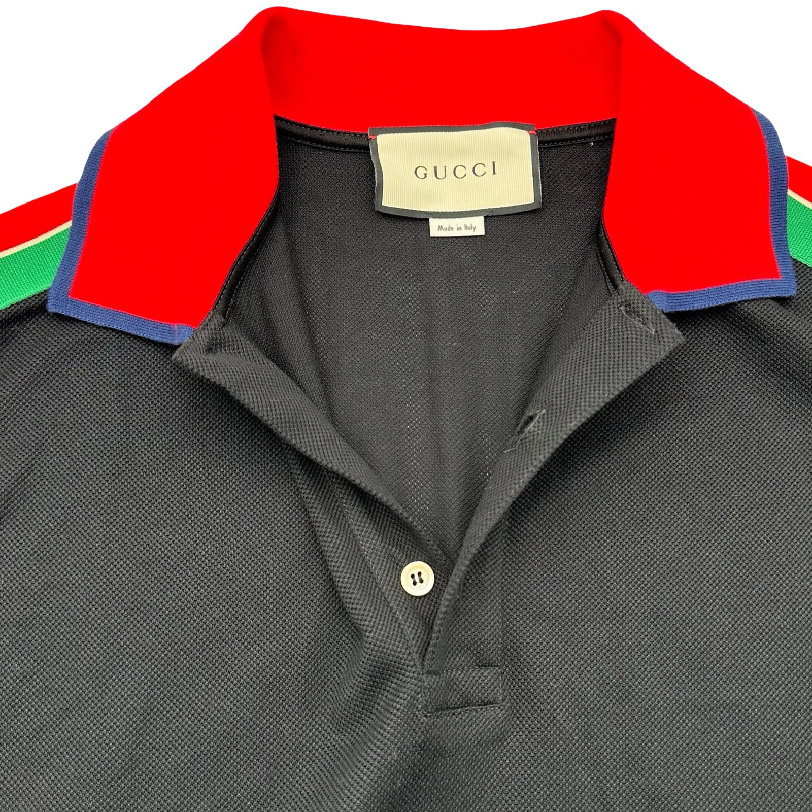 グッチ GUCCI サイドライン長袖ポロシャツ 545784 ブラック コットン