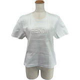 フェンディ FENDI ロゴエンボス半袖Tシャツ FS7389 ホワイト コットン レディース 半袖Ｔシャツ