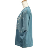 エルメス HERMES エプロンドールバンダナ半袖Tシャツ 4H4644DB ブルー コットン レディース 半袖Ｔシャツ