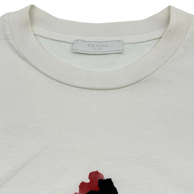 a*i様 PRADA ロゴ刺繍 半袖Tシャツ ホワイト プラダ PRADA ロゴ刺繍半袖Tシャツ UJN555 ホワイト コットン メンズ