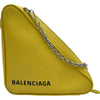 バレンシアガ BALENCIAGA ロゴプリント トライアングル チェーンショルダー 516666 イエロー レザー ユニセックス ショルダーバッグ