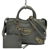 バレンシアガ BALENCIAGA クラシックナノシティ 505982 グレー レザー レディース ショルダーバッグ