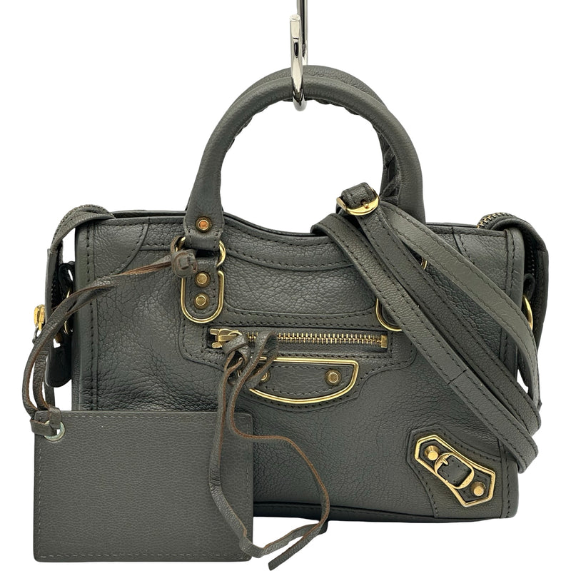 BALENCIAGA バレンシアガ クラシック ショルダーバッグ 272409 バレンシアガ BALENCIAGA クラシックナノシティ 505982 グレー レザー