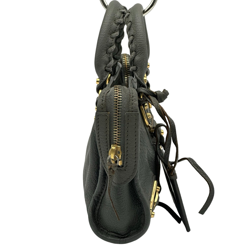 バレンシアガ BALENCIAGA クラシックナノシティ 505982 グレー レザー