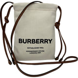 バーバリーロンドン BURBERRY LONDON ロゴグラフィックミニショルダー アイボリー/ブラウン キャンバス/レザー レディース ショルダーバッグ