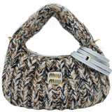 ミュウミュウ miu miu ワンダ―ハンドバッグ 5BC153 ブルー ニット レディース ハンドバッグ