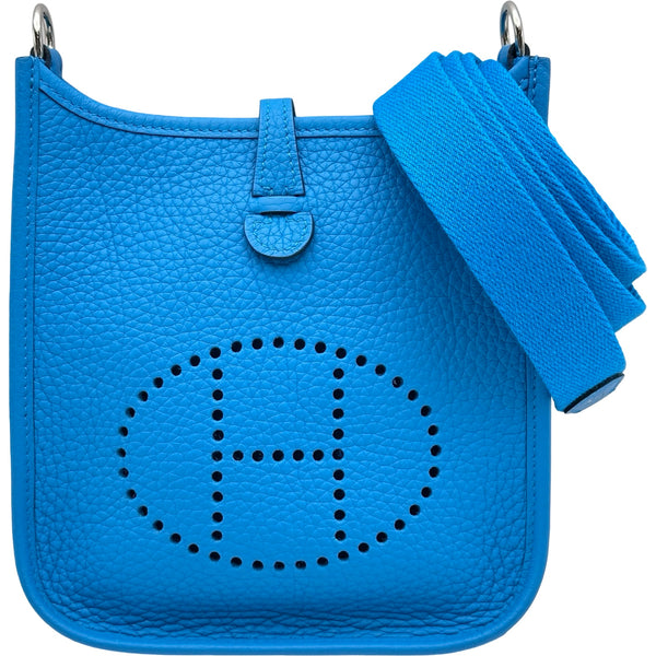 HERMES エルメスショルダーエヴリン TPMミニブルー×シルバー刻印◻︎G エルメス HERMES エヴリンTPM Y刻印 ブルーフリーダ シルバー金具