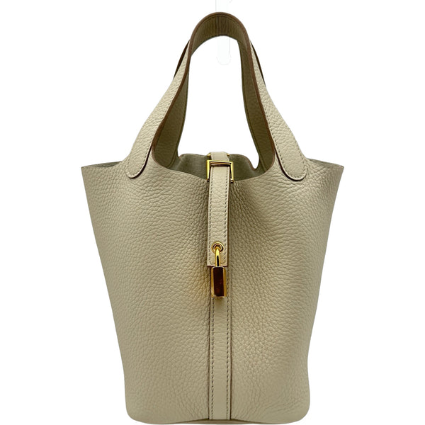 HERMES エルメス ピコタンロックMM トリヨンクレマンス ゴールド金具 ハンドバッグ W刻印 ノワール エルメス HERMES ピコタンロックPM W刻印 ベトン ゴールド金具