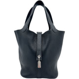 エルメス HERMES ピコタンロックPM ▢P刻印 ブラック シルバー金具 トリヨン レディース ハンドバッグ