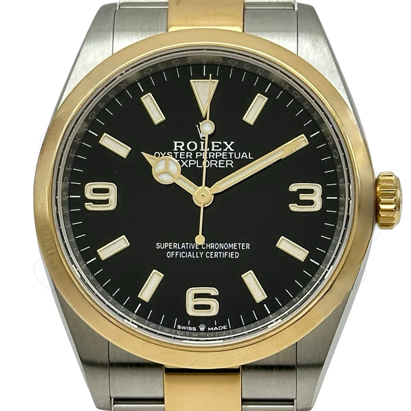 ロレックス ROLEX エクスプローラー36 124273 ブラック ゴールド/ステンレススチール 自動巻き メンズ 腕時計 ロレックス ROLEX エクスプローラー36 124273 ブラック ゴールド