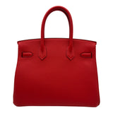 エルメス HERMES バーキン30 K刻 ルージュクー シルバー金具 トゴ レディース ハンドバッグ