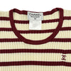 シャネル CHANEL ココマークボーダー半袖ニット P10235 アイボリー/ブラウン コットン レディース セーター