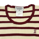 シャネル CHANEL ココマークボーダー半袖ニット P10235 アイボリー/ブラウン コットン レディース セーター