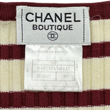 シャネル CHANEL ココマークボーダー半袖ニット P10235 アイボリー/ブラウン コットン レディース セーター