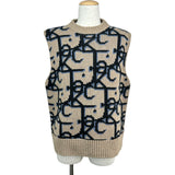 クリスチャン・ディオール Christian Dior ×Cactus Jack 総柄カシミヤニットベスト 283M654AT357 ベージュ カシミヤ メンズ ニット