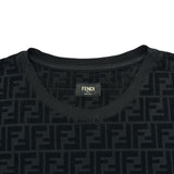 フェンディ FENDI FF総柄エンボス半袖Tシャツ FY0936 ブラック コットン メンズ 半袖Ｔシャツ
