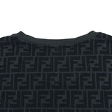 フェンディ FENDI FF総柄エンボス半袖Tシャツ FY0936 ブラック コットン メンズ 半袖Ｔシャツ