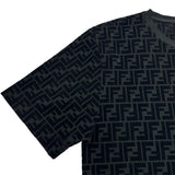 フェンディ FENDI FF総柄エンボス半袖Tシャツ FY0936 ブラック コットン メンズ 半袖Ｔシャツ