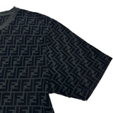 フェンディ FENDI FF総柄エンボス半袖Tシャツ FY0936 ブラック コットン メンズ 半袖Ｔシャツ