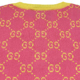 グッチ GUCCI GG総柄ノーカラーニットカーディガン 501370 ピンク コットン レディース カーディガン