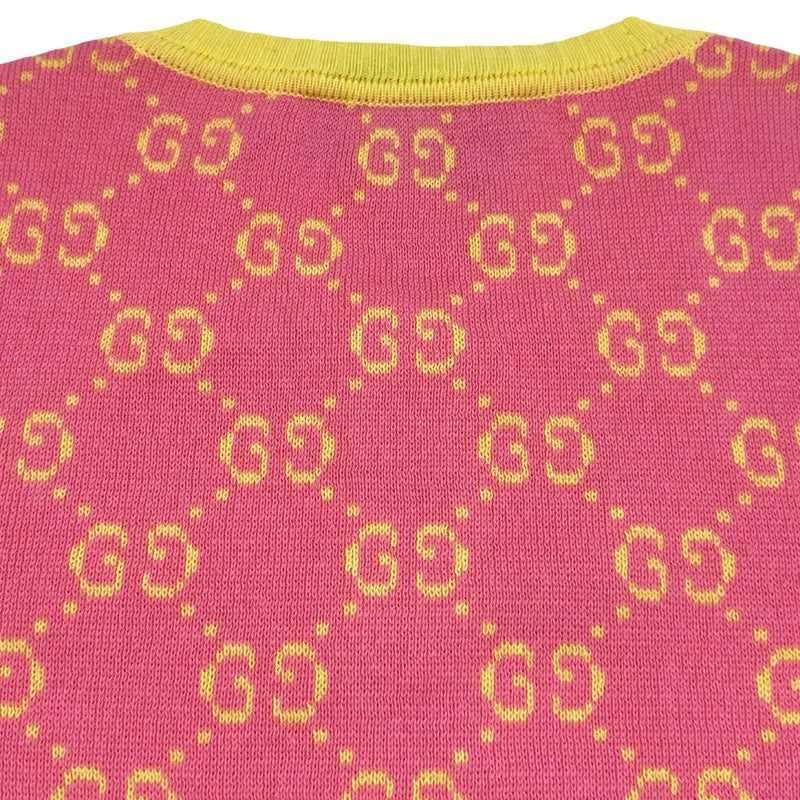 グッチ GUCCI GG総柄ノーカラーニットカーディガン 501370 ピンク