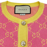 グッチ GUCCI GG総柄ノーカラーニットカーディガン 501370 ピンク コットン レディース カーディガン