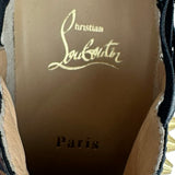 クリスチャン・ルブタン Christian louboutin レオパードスタッズ装飾スリッポン ブラック レザー レディース スリッポン
