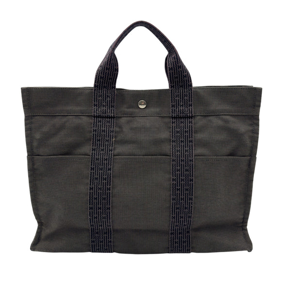 エルメス HERMES エールライントートMM グレー シルバー金具 ナイロン