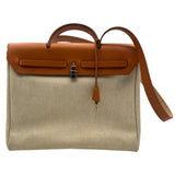エルメス HERMES エールバッグMM □B刻 ベージュ/ゴールド ゴールド金具 トワル・レザー メンズ ショルダーバッグ