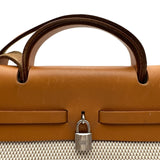エルメス HERMES エールバッグMM □H刻 ベージュ/ゴールド トワル/レザー レディース ショルダーバッグ