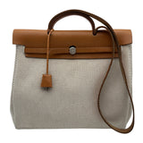 エルメス HERMES エールバッグMM □H刻 ベージュ/ゴールド トワル/レザー レディース ショルダーバッグ