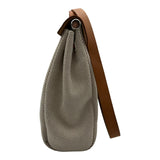 エルメス HERMES エールバッグMM □H刻 ベージュ/ゴールド トワル/レザー レディース ショルダーバッグ