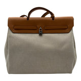 エルメス HERMES エールバッグMM □H刻 ベージュ/ゴールド トワル/レザー レディース ショルダーバッグ