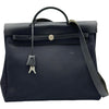 エルメス HERMES エールバッグMM □E刻印 ブラック シルバー金具 トワル レザー ユニセックス ハンドバッグ ショルダーバッグ