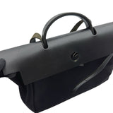 エルメス HERMES エールバッグMM □E刻印 ブラック シルバー金具 トワル レザー ユニセックス ハンドバッグ ショルダーバッグ