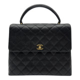 シャネル CHANEL トップハンドルバッグ A12397 7番台 ブラック ゴールド金具 キャビアスキン レディース ハンドバッグ