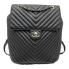 シャネル CHANEL Vステッチ リュック A91121 22番台 ブラック シルバー金具 ラムスキン レディース リュック・デイパック