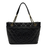 シャネル CHANEL ココマーク チェーントートバッグ A67292 17番台 ブラック ゴールド金具 キャビアスキン レディース トートバッグ