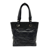 シャネル CHANEL パリビアリッツトートPM A34208 17番台 ブラック シルバー金具 コーティングキャンバス レディース トートバッグ